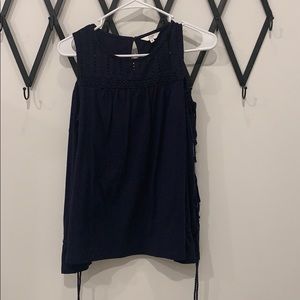 Crown and ivy blue cold shoulder navy blue blouse